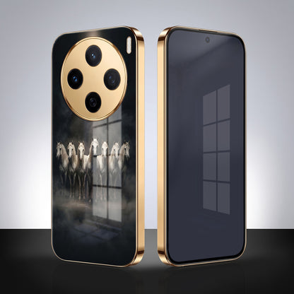 Vivo X200T 5G Running Horses Gold Electroplated Glass Phone Back Case