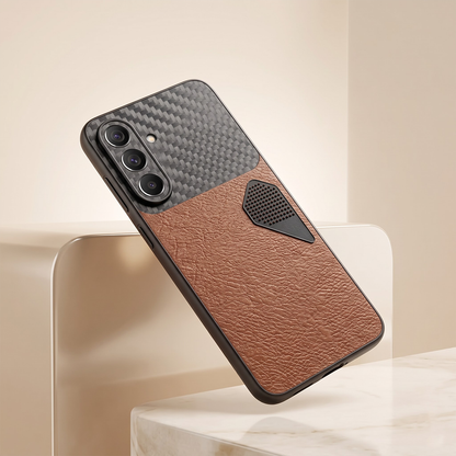 Samsung Galaxy A27 5G Carbon Fiber Heat Dissipation Leather Hybrid Phone Case