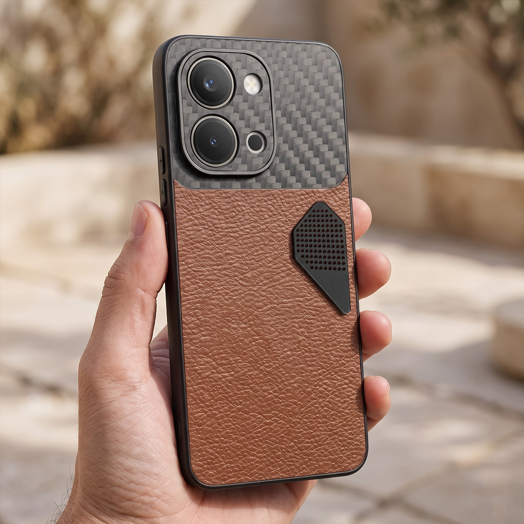 Vivo T5X 5G Carbon Fiber Heat Dissipation Leather Hybrid Phone Case