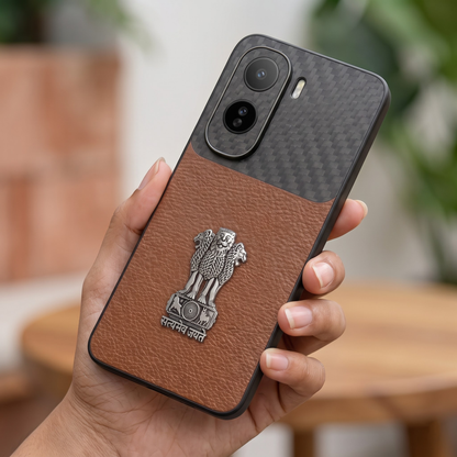 Vivo T5 Pro 5G Satyamev Jayate Carbon Fiber Leather Hybrid Phone Case