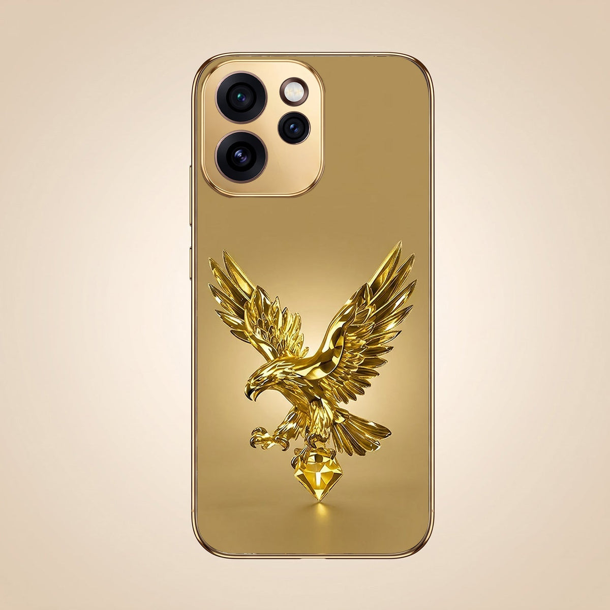 Oppo Reno 15 Pro Mini 5G Golden Eagle Gold Electroplated Glass Phone Back Case
