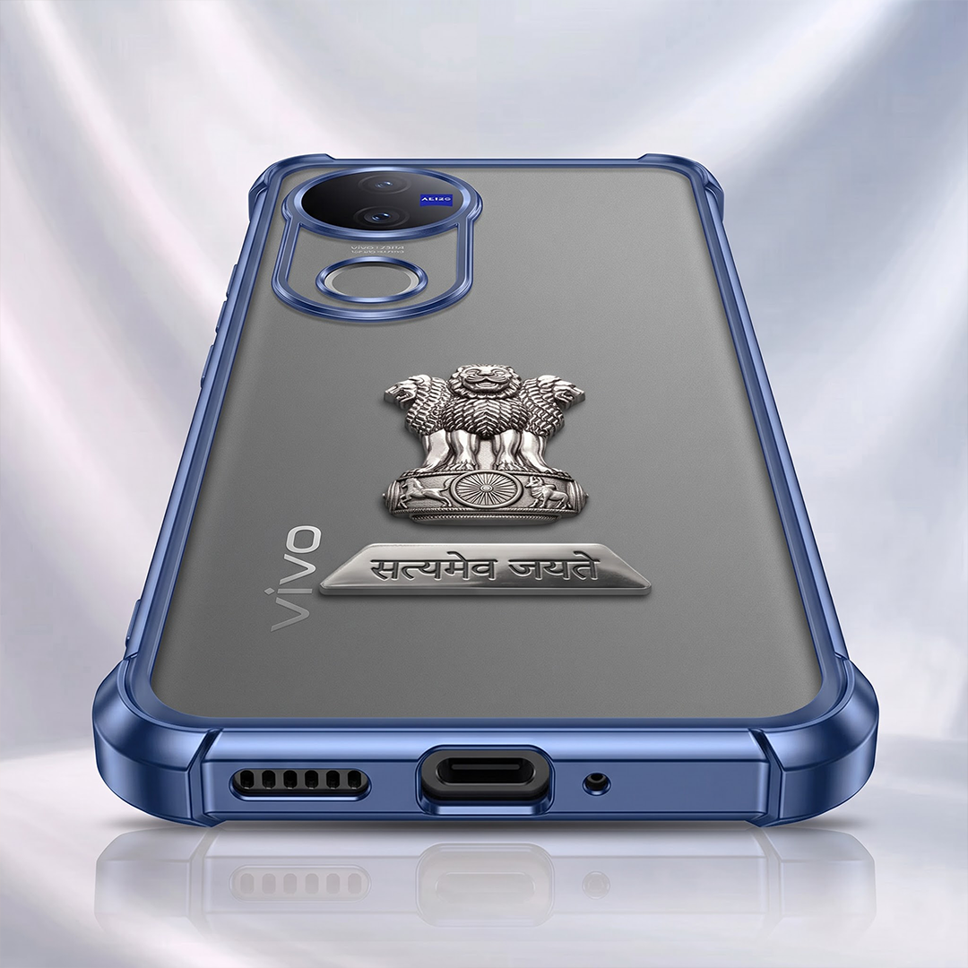 Vivo V50 5G Satyamev Jayate 2-in-1 Emblem Transparent Shockproof Airbag Case