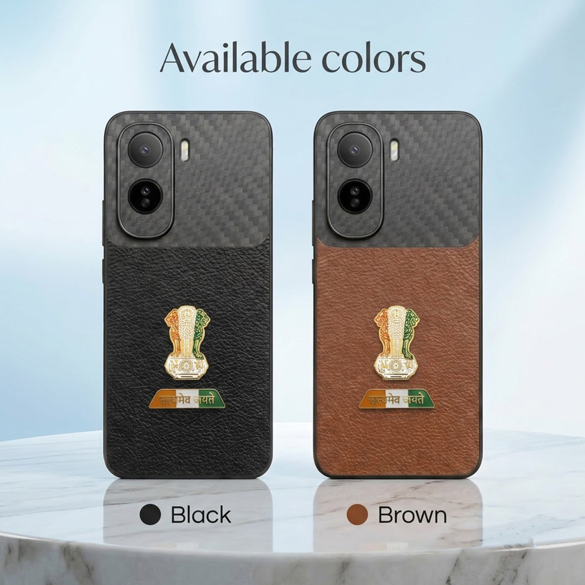 Vivo T5 Pro 5G Tri-Color Satyamev Jayate Carbon Fiber Leather Hybrid Phone Case