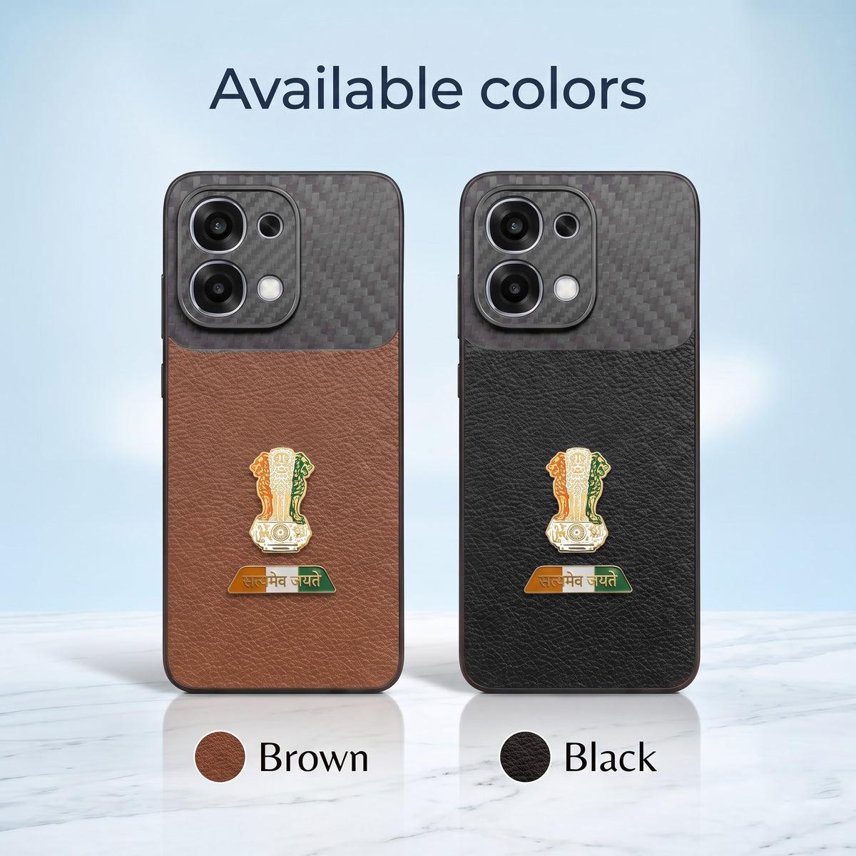 Oppo F31 5G Tri-Color Satyamev Jayate Carbon Fiber Leather Hybrid Phone Case