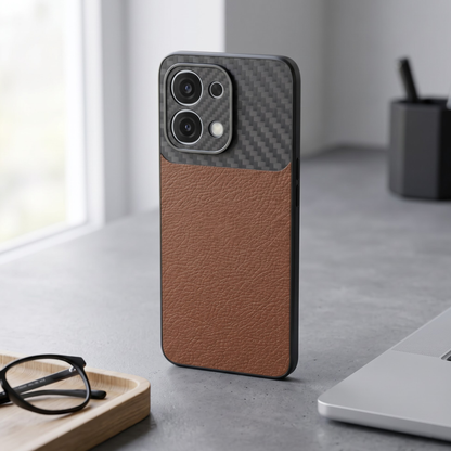 Oppo F31 5G Carbon Fiber Leather Hybrid Phone Case