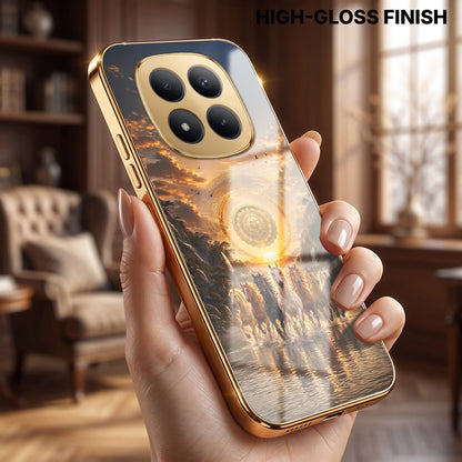 Redmi Note 15 Pro+ 5G Celestial Seven Horses Gold Electroplated Glass Phone Back Case