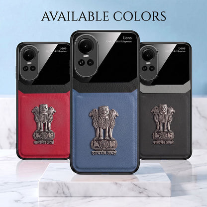 Oppo Reno 10 5G Satyamev Jayate 3D Metal Leather Back Case