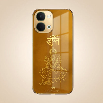 Vivo T5x 5G Shree Lakshmi Divine Gold Electroplated Glass Phone Back Case