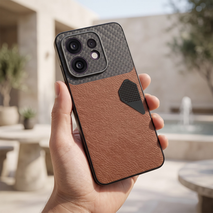 Oppo Reno 16 5G Carbon Fiber Heat Dissipation Leather Hybrid Phone Case