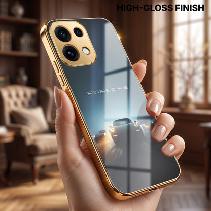 Oppo Reno 16C 5G Porsche Luxury Gold Electroplated Glass Phone Back Case
