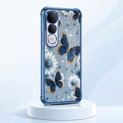 Vivo Y400 Pro 5G Blue Butterfly Floral Airbags Printed Back Case
