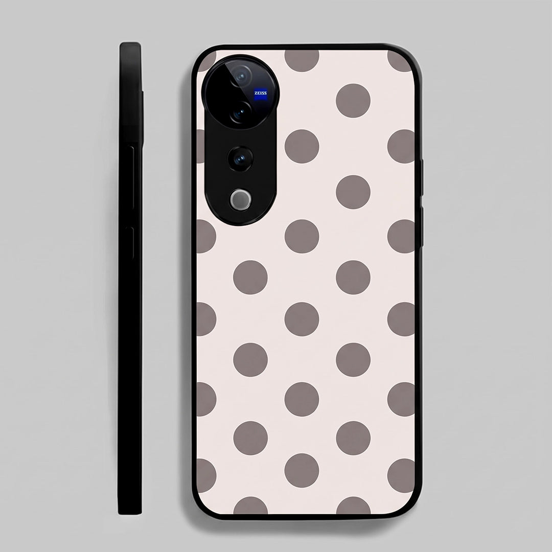 Vivo V40 Pro 5G Elegant White Grey Polka Dot Acrylic Phone Back Cover