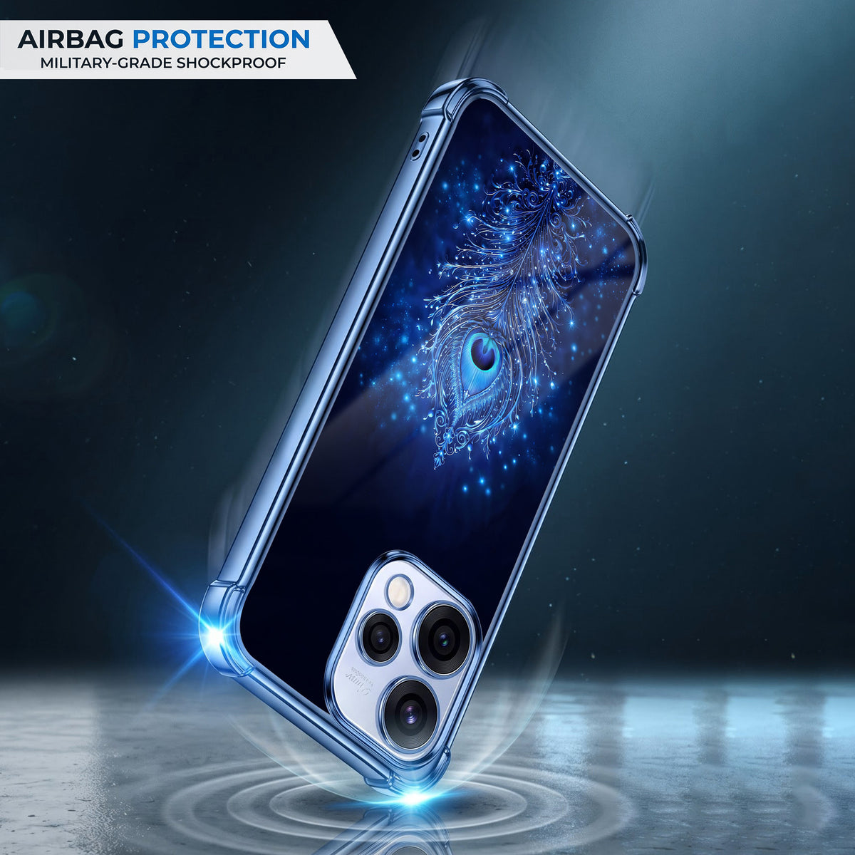 Oppo Reno 15 5G Premium Peacock Feather Airbags Printed Back Case