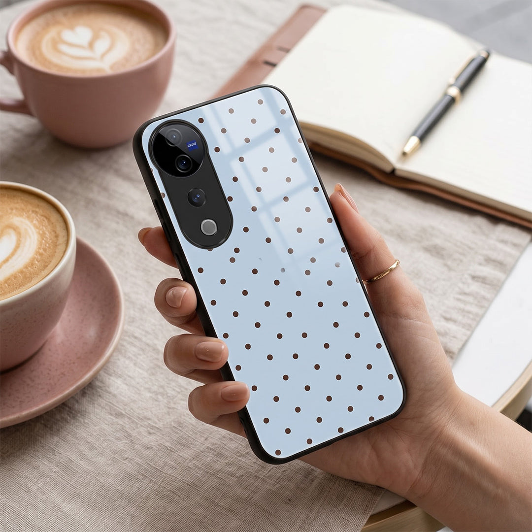 Vivo V40 Pro 5G Aesthetic Light Blue & Black Polka Dot Acrylic Back Cover