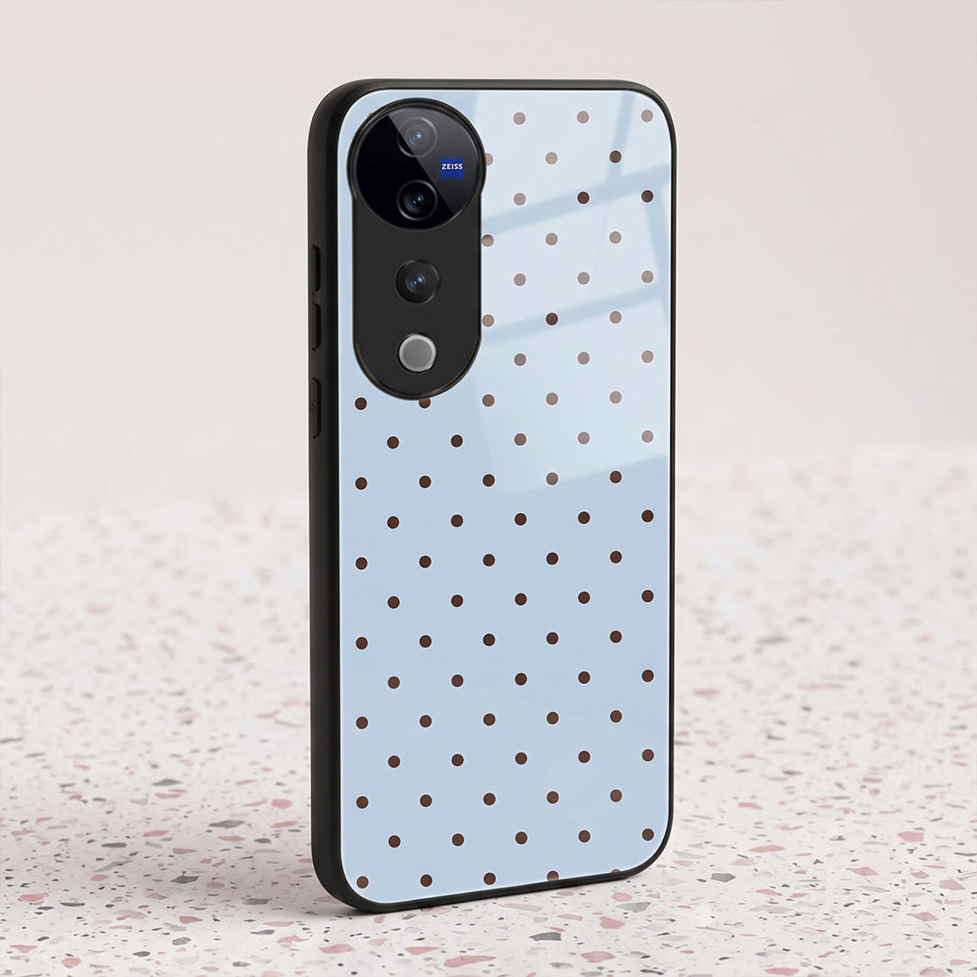 Vivo V40 Pro 5G Aesthetic Light Blue & Black Polka Dot Acrylic Back Cover