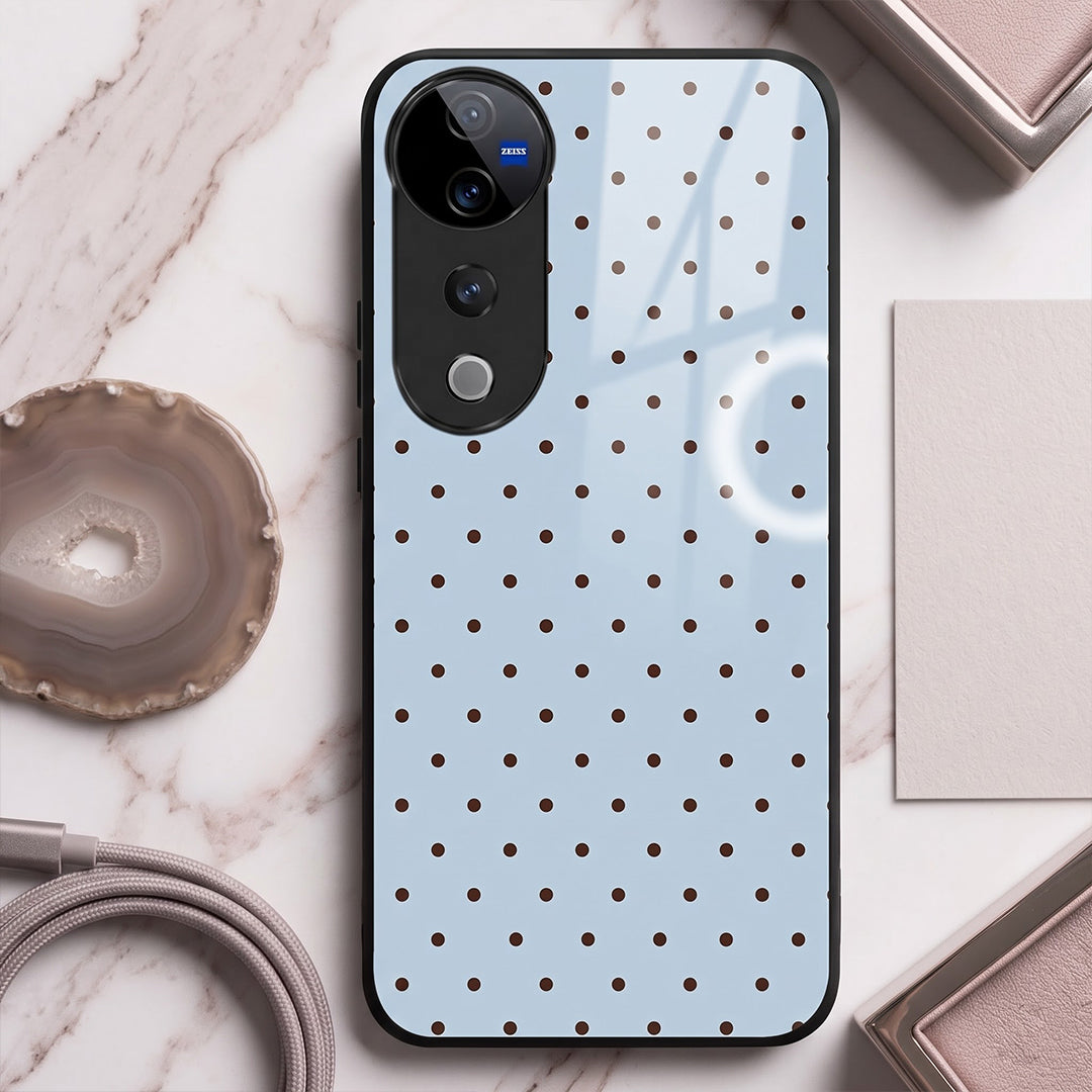 Vivo V40 Pro 5G Aesthetic Light Blue & Black Polka Dot Acrylic Back Cover