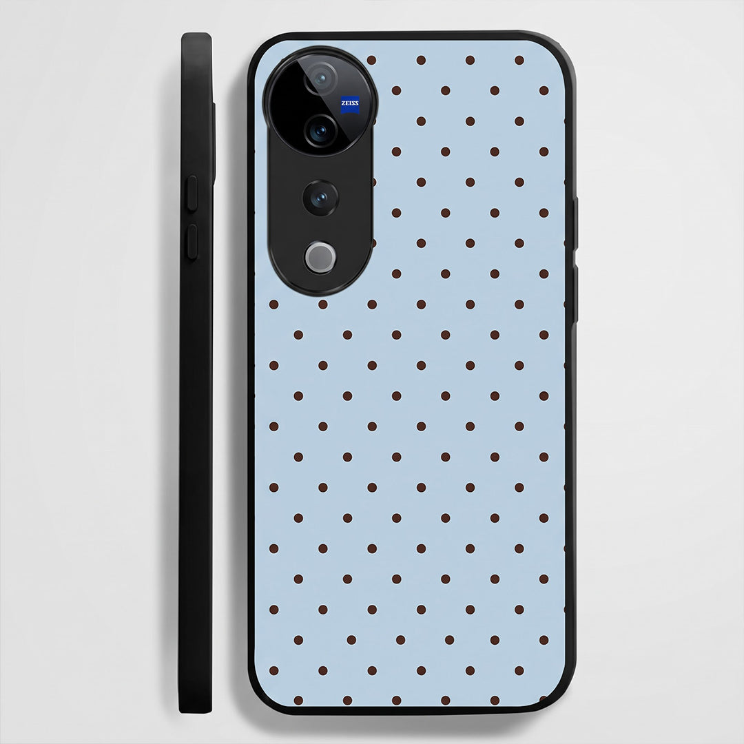 Vivo V40 Pro 5G Aesthetic Light Blue & Black Polka Dot Acrylic Back Cover