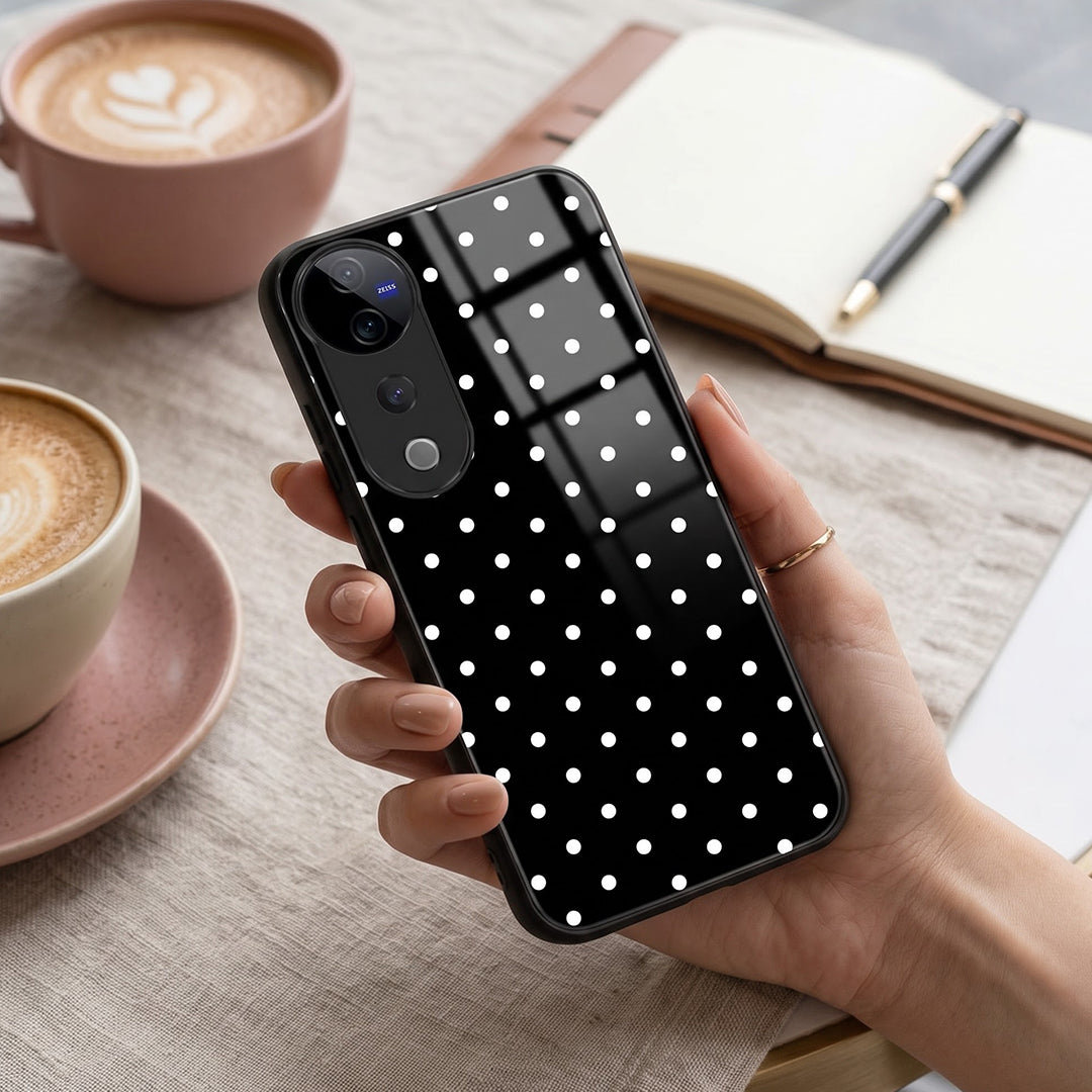 Vivo V40 Pro 5G Aesthetic Black & White Polka Dot Acrylic Back Cover
