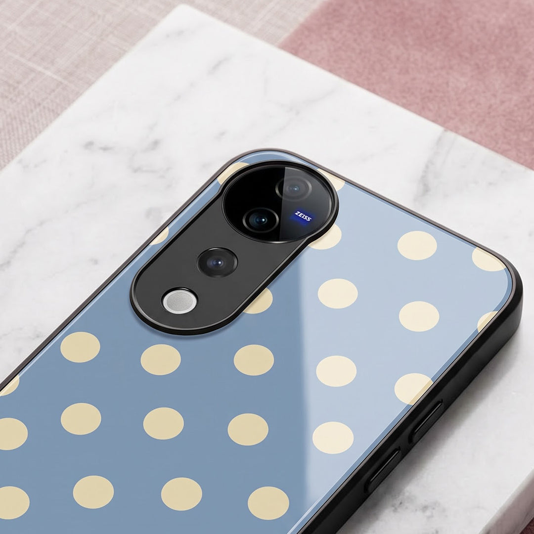 Vivo V40 Pro 5G Elegant Blue Yellow Polka Dot Acrylic Back Cover