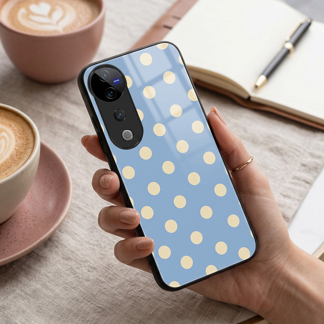 Vivo V40 Pro 5G Elegant Blue Yellow Polka Dot Acrylic Back Cover