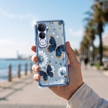 Vivo Y400 Pro 5G Blue Butterfly Floral Airbags Printed Back Case