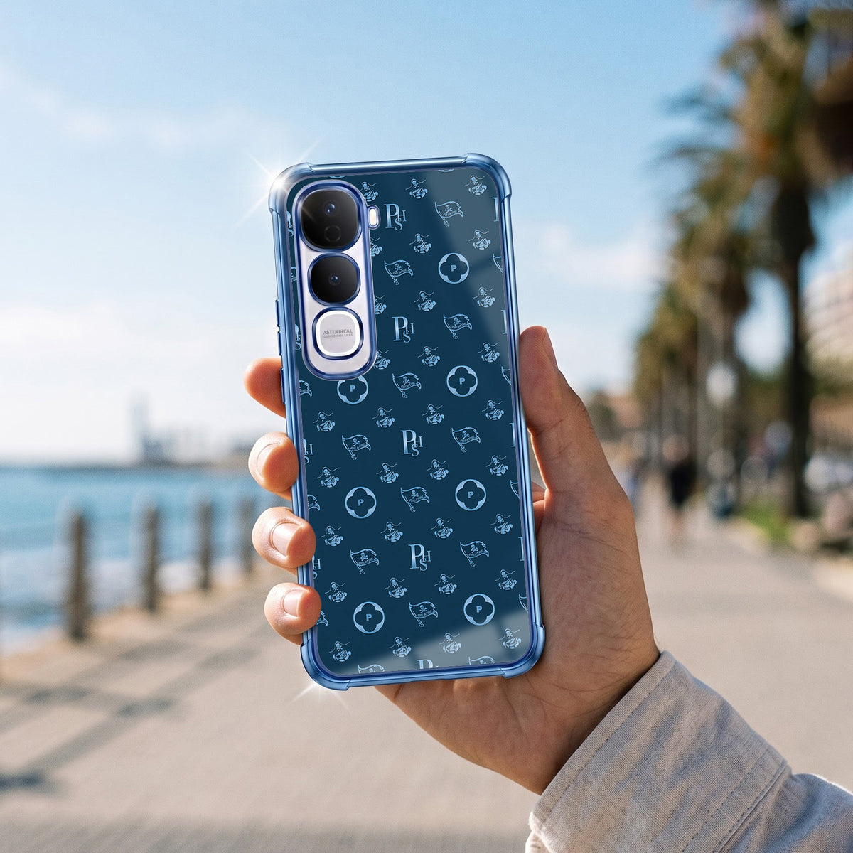 Vivo Y400 Pro 5G Luxury Monogram Blue Airbags Printed Back Case