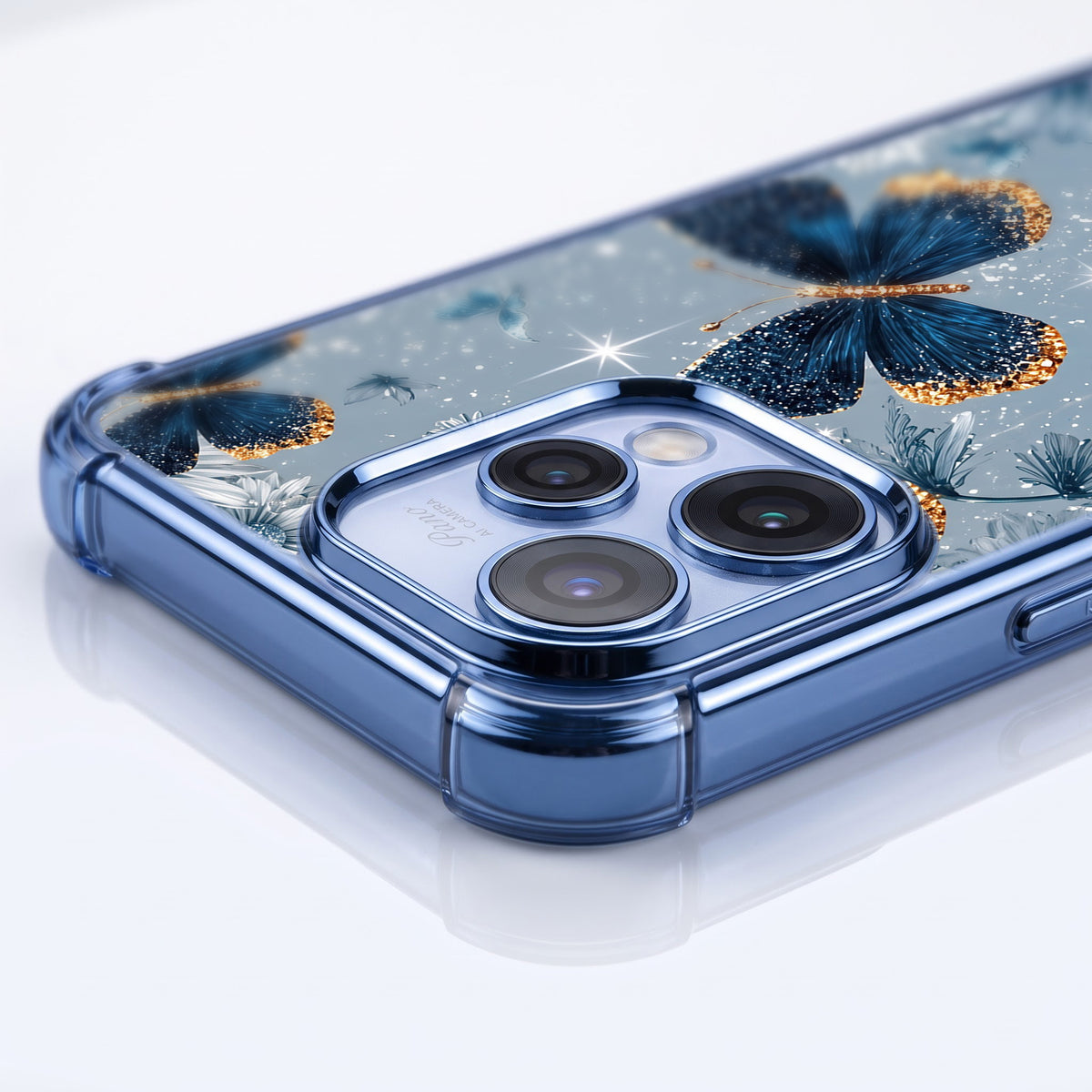 Oppo Reno 15 5G Blue Butterfly Floral Airbags Printed Back Case