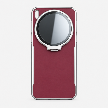 Vivo X300 5G Burgundy Luxe Phone Case with Chrome Edge & Circular Grip Stand