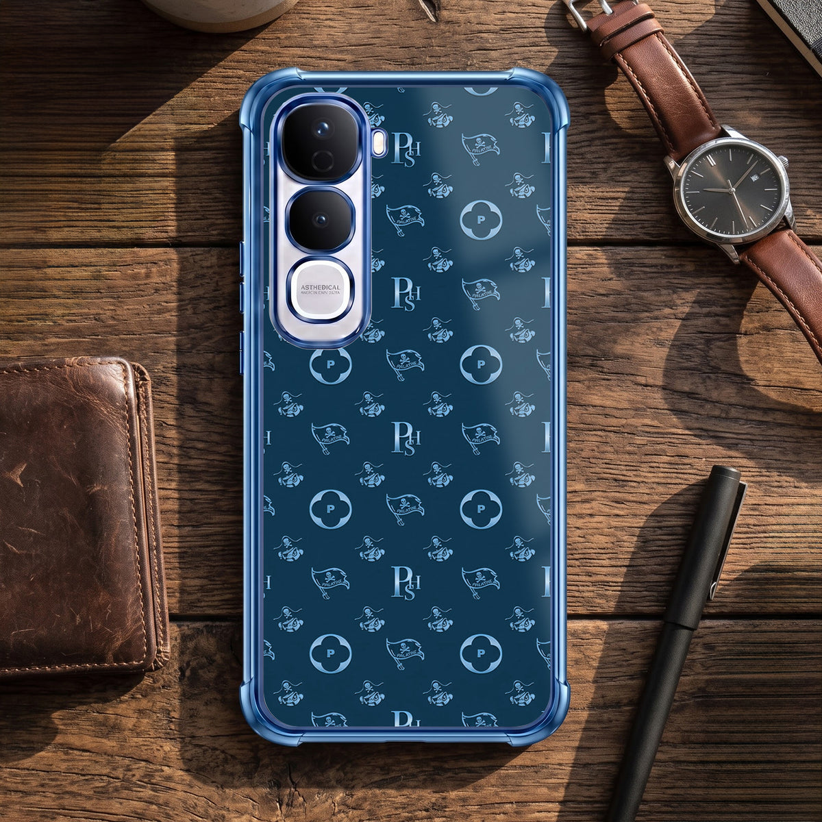 Vivo Y400 Pro 5G Luxury Monogram Blue Airbags Printed Back Case