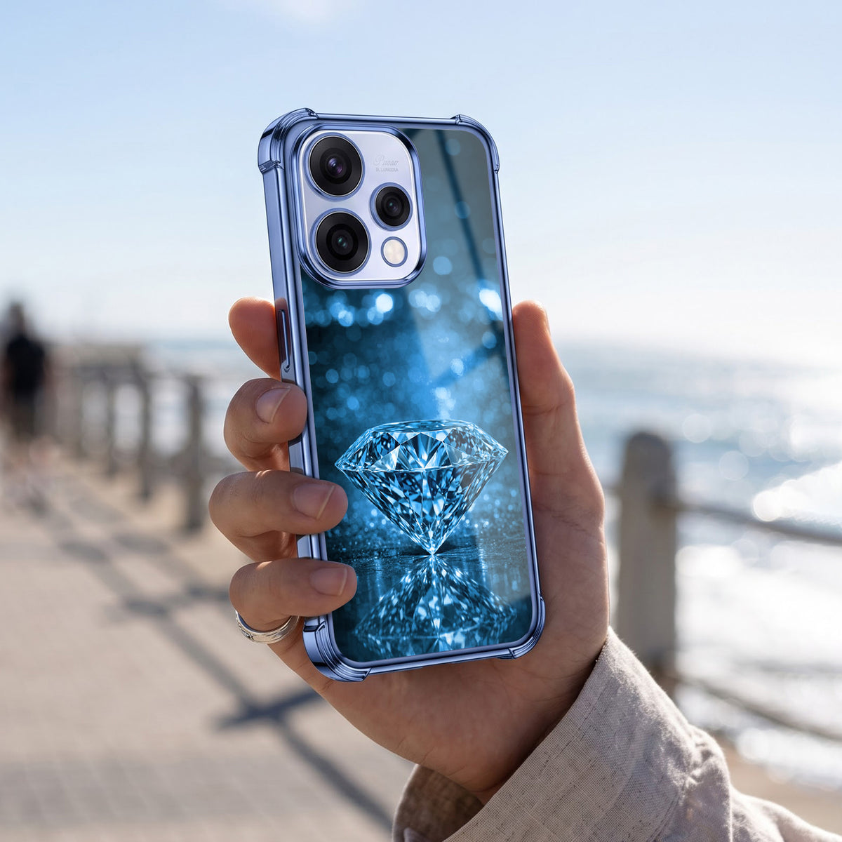 Oppo Reno 15 5G Blue Diamond Airbags Printed Back Case