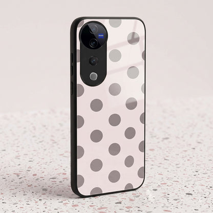 Vivo V40 Pro 5G Elegant White Grey Polka Dot Acrylic Phone Back Cover