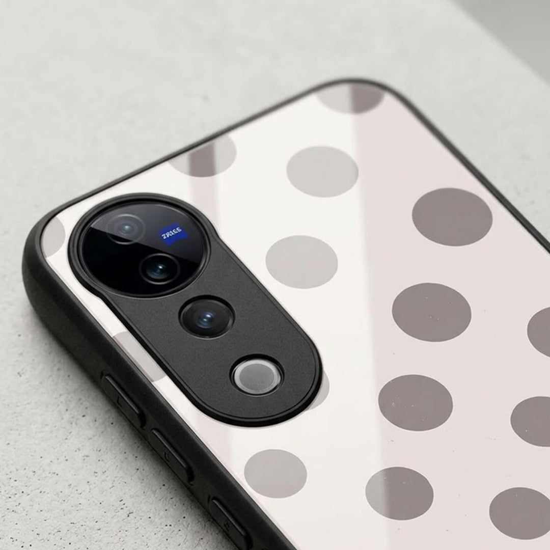 Vivo V40 Pro 5G Elegant White Grey Polka Dot Acrylic Phone Back Cover