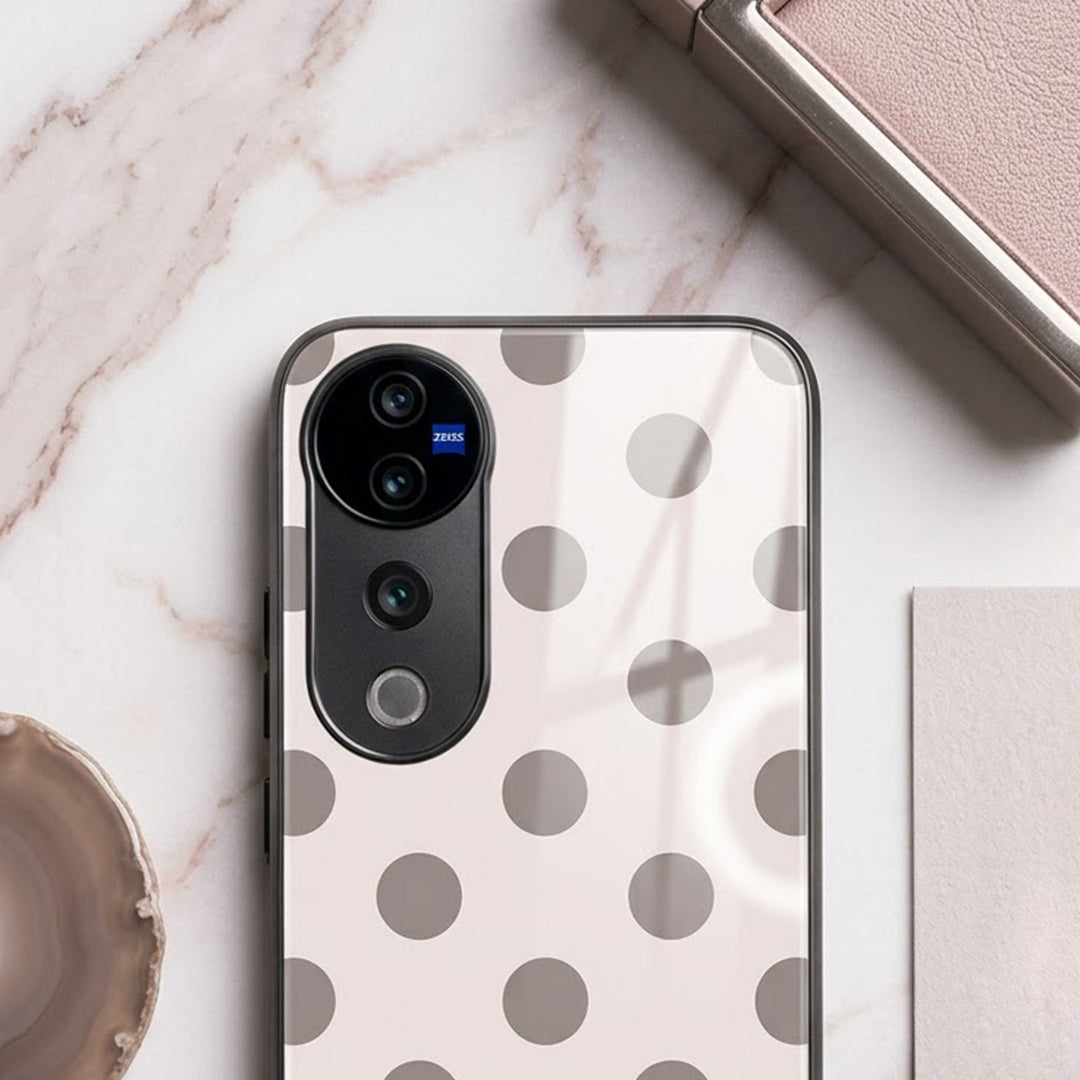 Vivo V40 Pro 5G Elegant White Grey Polka Dot Acrylic Phone Back Cover