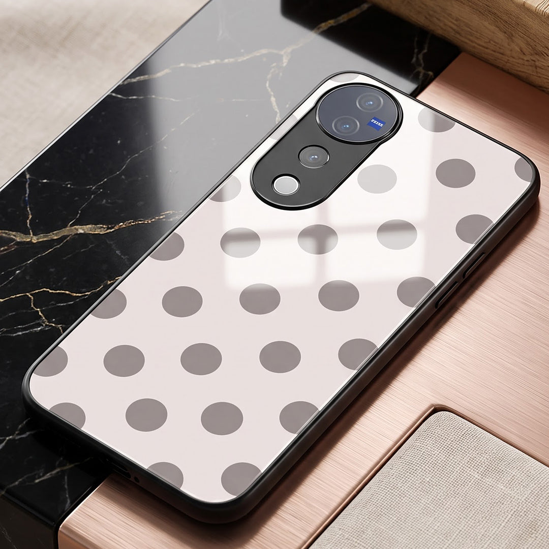 Vivo V40 Pro 5G Elegant White Grey Polka Dot Acrylic Phone Back Cover