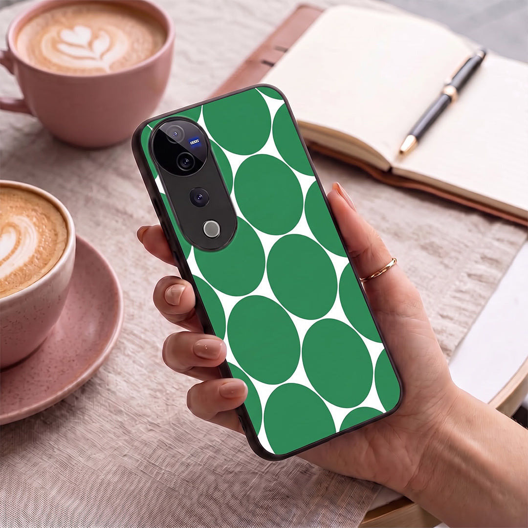 Vivo V40 Pro 5G Aesthetic White & Green Bubble Pattern Acrylic Back Cover