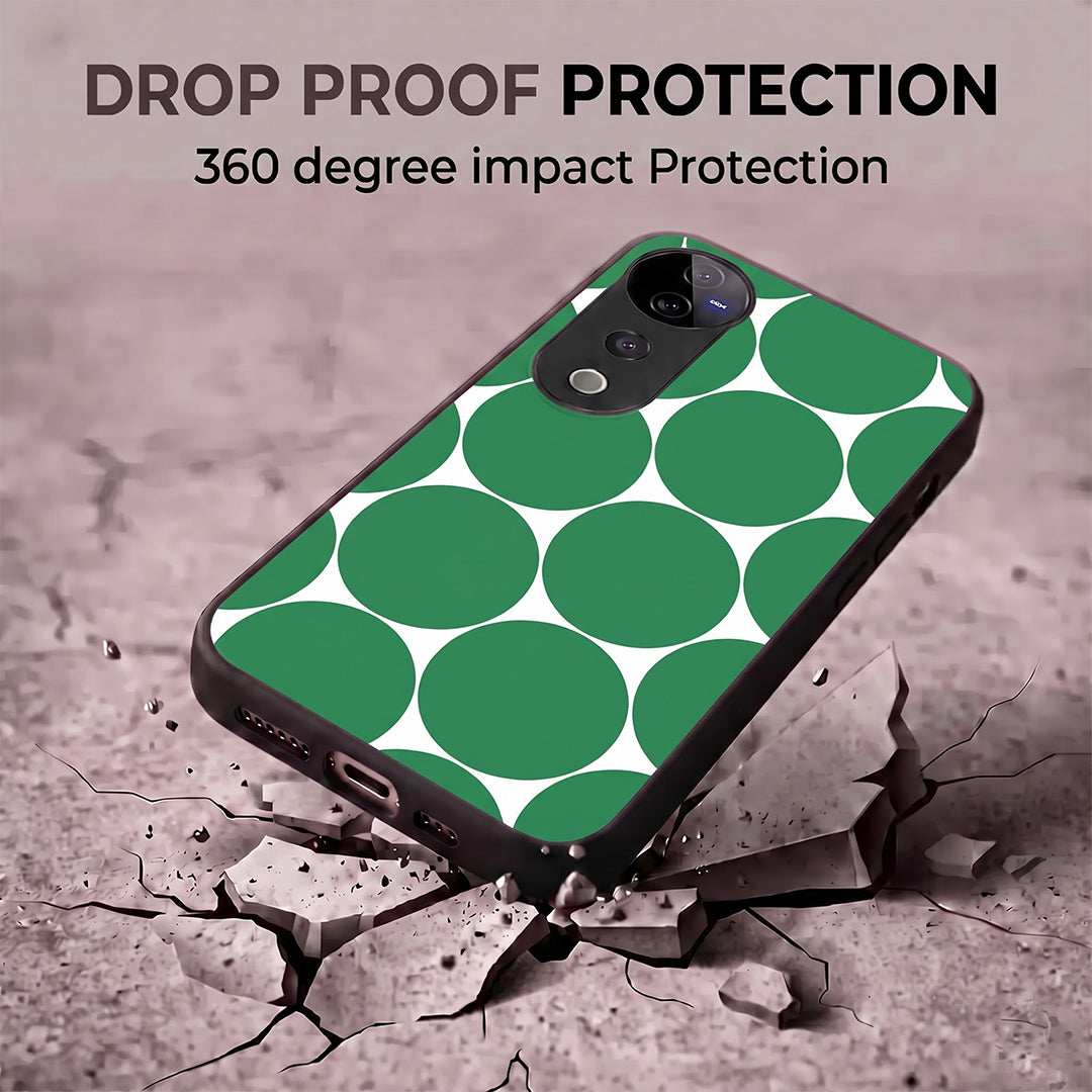 Vivo V40 Pro 5G Aesthetic White & Green Bubble Pattern Acrylic Back Cover