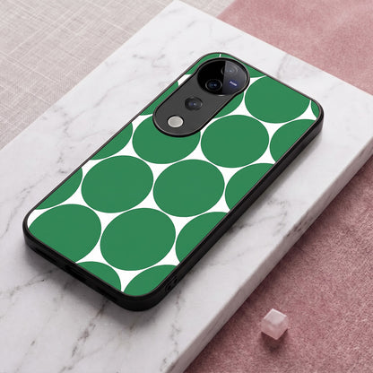 Vivo V40 Pro 5G Aesthetic White & Green Bubble Pattern Acrylic Back Cover