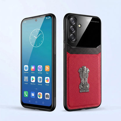 Samsung Galaxy A26 5G Satyamev Jayate 3D Metal Leather Back Case