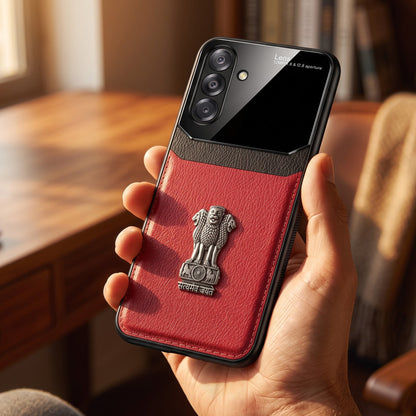 Samsung Galaxy A26 5G Satyamev Jayate 3D Metal Leather Back Case