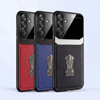 Samsung Galaxy A26 5G Satyamev Jayate 3D Metal Leather Back Case