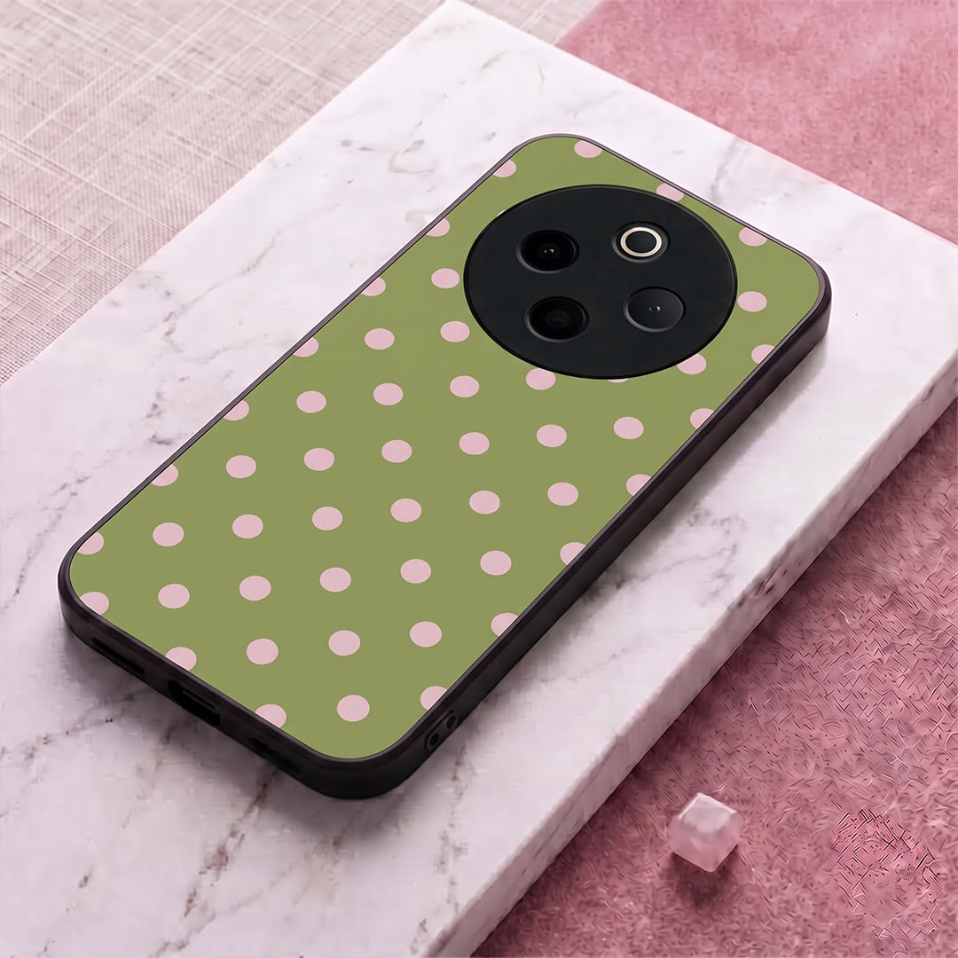 Vivo T4 5G Elegant Olive Green Pink Polka Dot Acrylic Back Cover