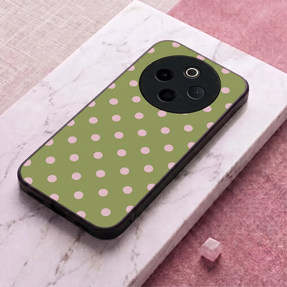 Vivo T4 5G Elegant Olive Green Pink Polka Dot Acrylic Back Cover