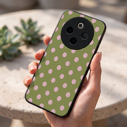 Vivo T4 5G Elegant Olive Green Pink Polka Dot Acrylic Back Cover
