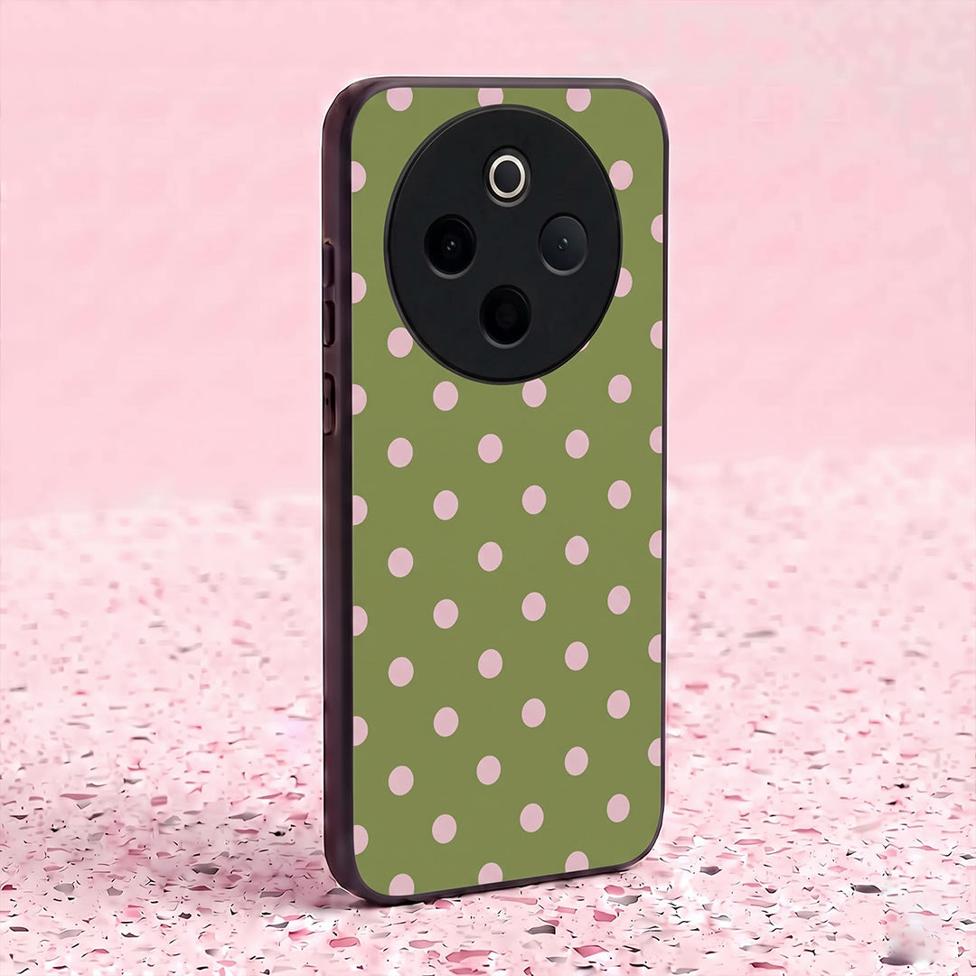 Vivo T4 5G Elegant Olive Green Pink Polka Dot Acrylic Back Cover