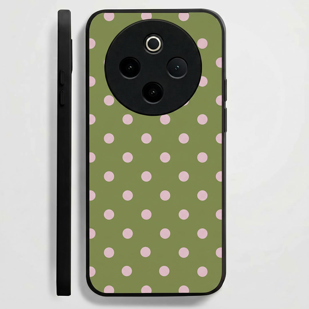 Vivo T4 5G Elegant Olive Green Pink Polka Dot Acrylic Back Cover