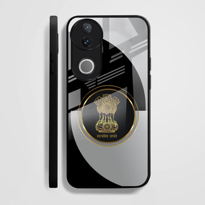 Vivo V50 5G Premium Acrylic Shockproof Glass Back Case (Satyamev Noir)