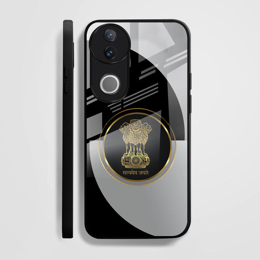 Vivo V50 5G Premium Acrylic Shockproof Glass Back Case (Satyamev Noir)