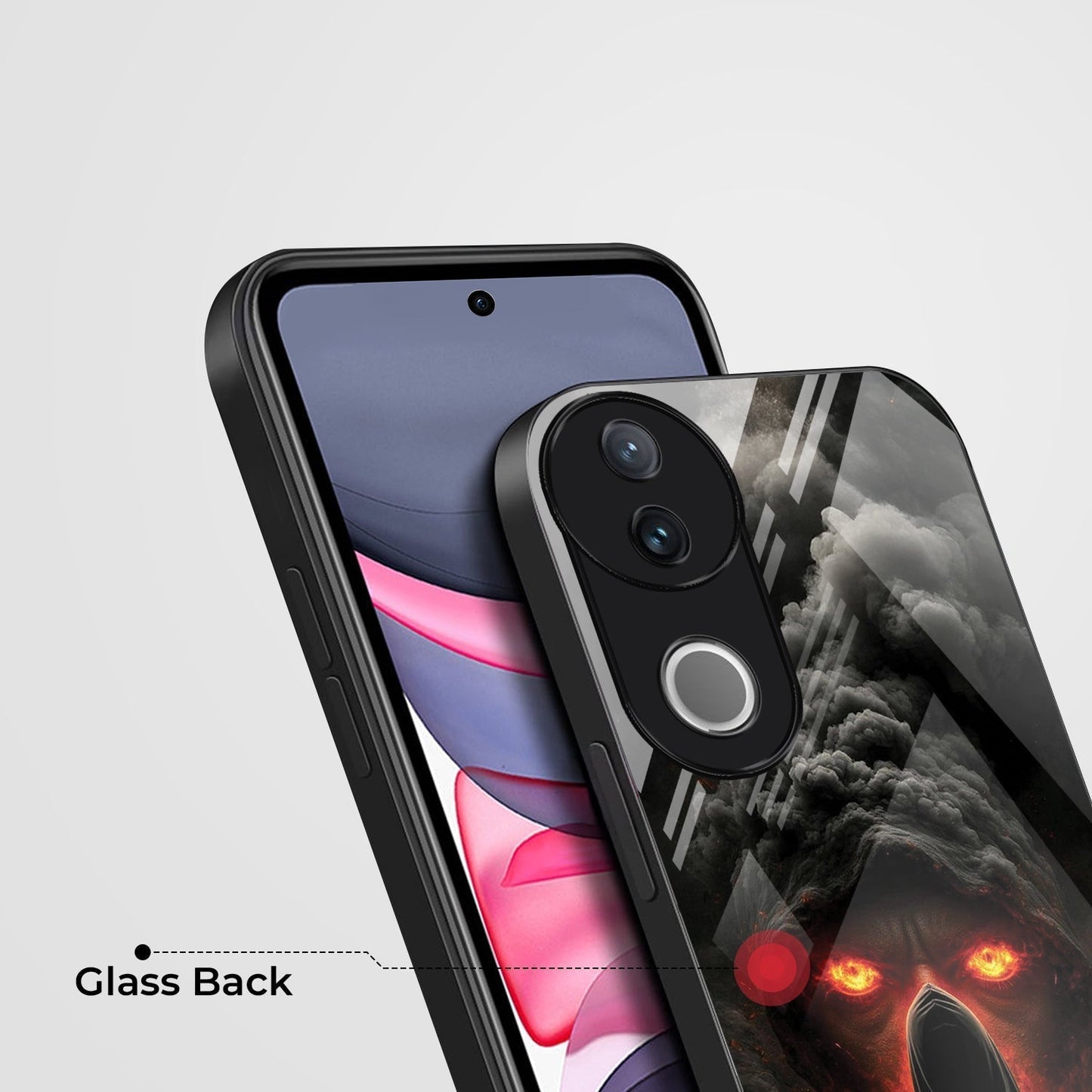 Vivo V50 5G Premium Acrylic Shockproof Glass Back Case (Dark Flame)