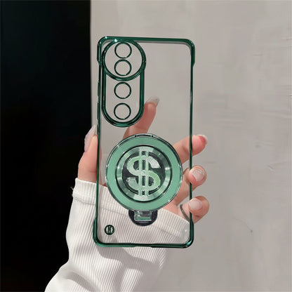 Vivo V40 Pro 5G Phone case with dollar sign design held by a hand against a neutral background