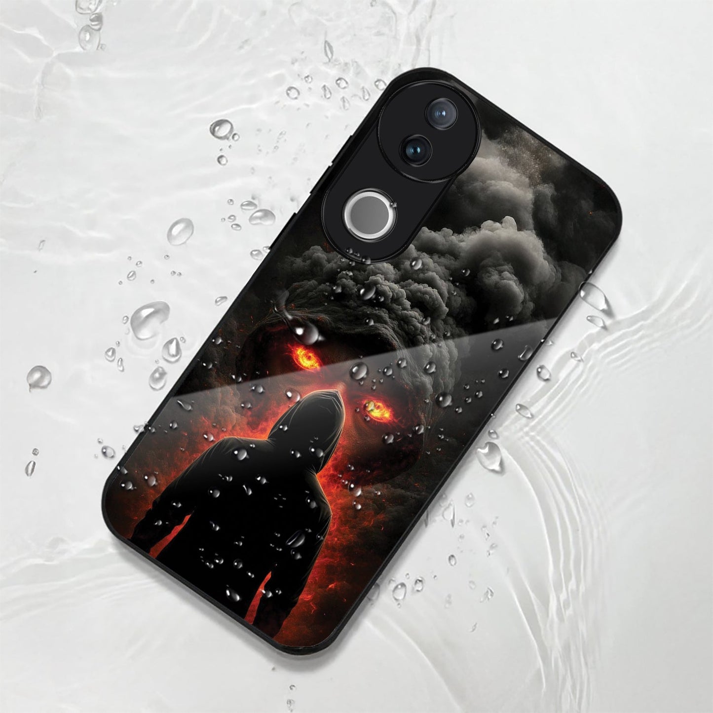 Vivo V50 5G Premium Acrylic Shockproof Glass Back Case (Dark Flame)